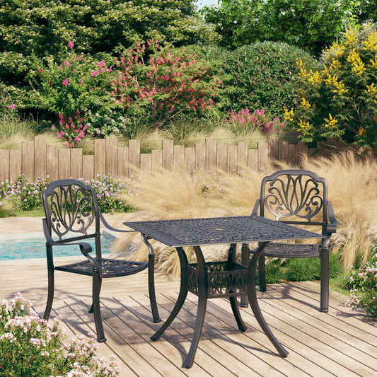 3 Piece Bistro Set Cast Aluminium Black 2