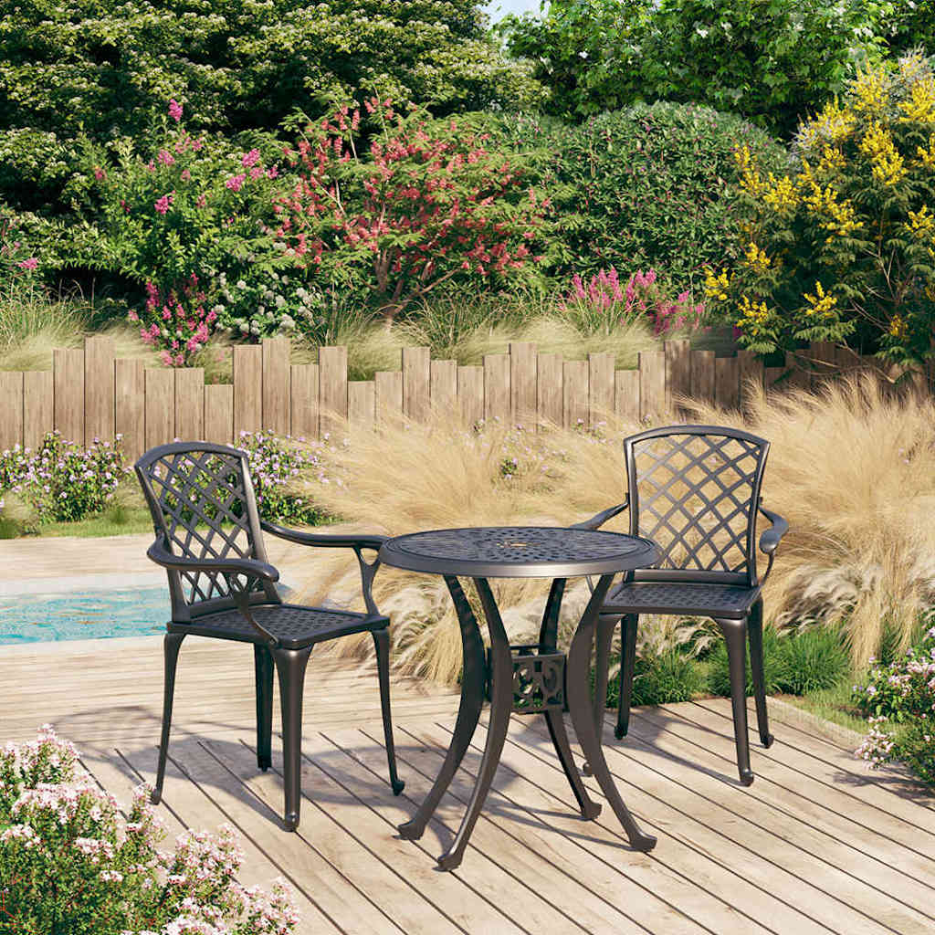 vidaXL 3 Piece Bistro Set Cast Aluminium