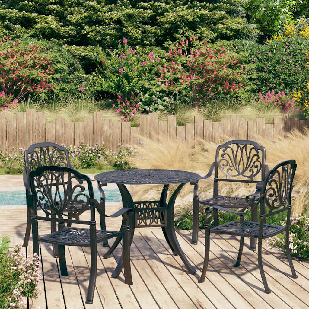 3 Piece Bistro Set Cast Aluminium Black 4
