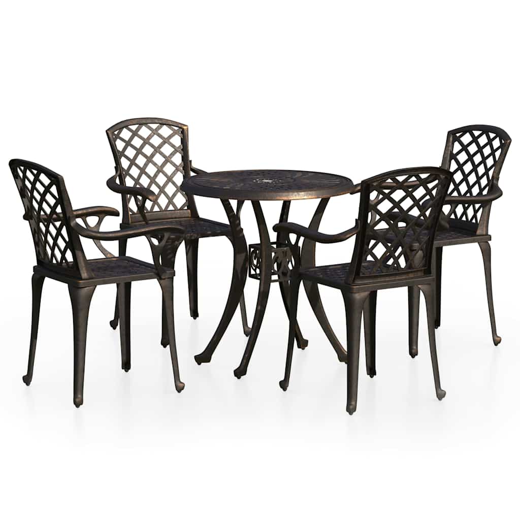 vidaXL 5 Piece Bistro Set Cast Aluminium Bronze 2