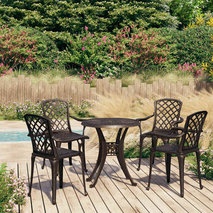 vidaXL 5 Piece Bistro Set Cast Aluminium Bronze 1