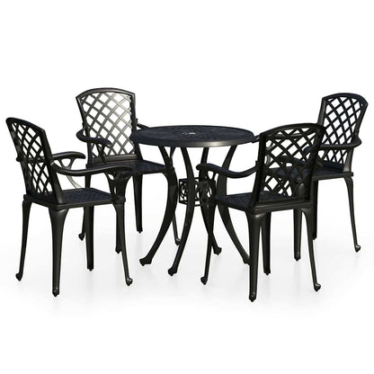 vidaXL 5 Piece Bistro Set Cast Aluminium Black 2
