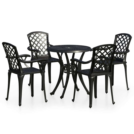 vidaXL 5 Piece Bistro Set Cast Aluminium Black 2