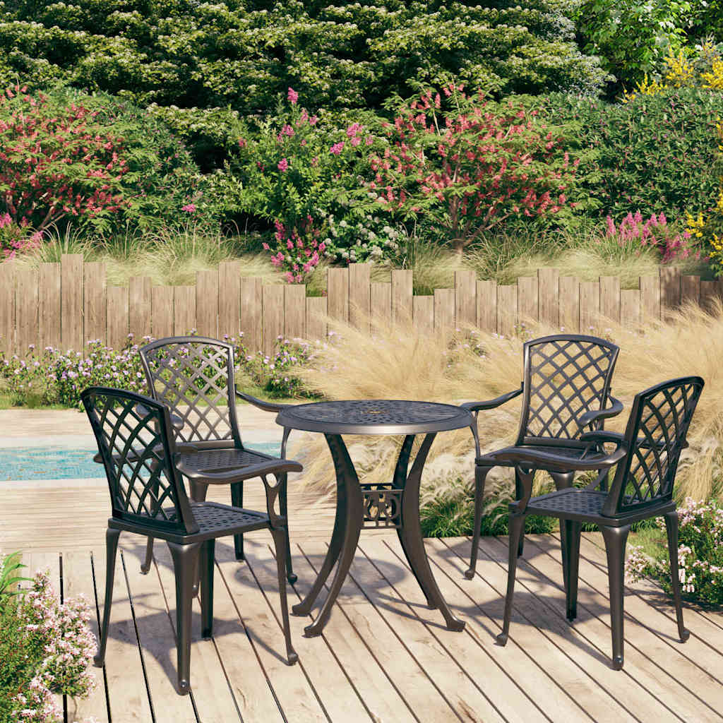 vidaXL 5 Piece Bistro Set Cast Aluminium Black 1