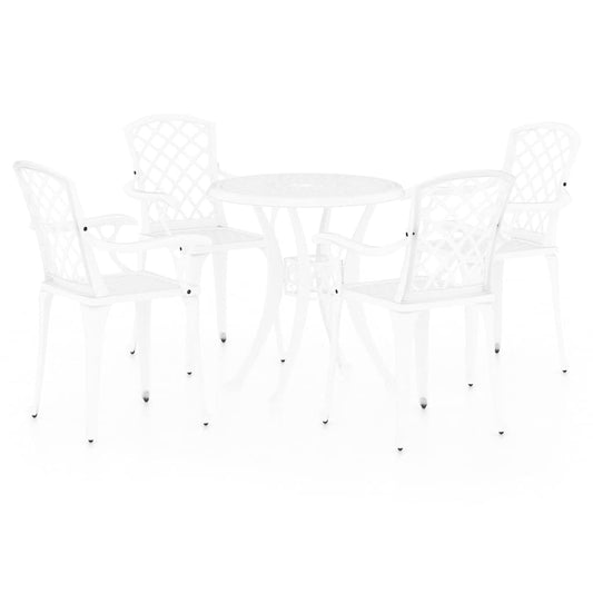 vidaXL 5 Piece Bistro Set Cast Aluminium White 2