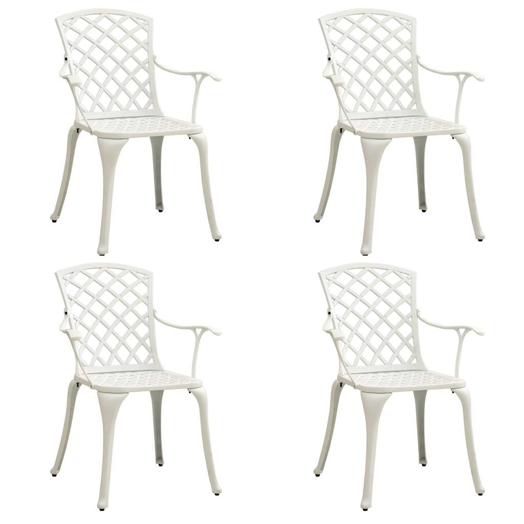 vidaXL 5 Piece Bistro Set Cast Aluminium White 3