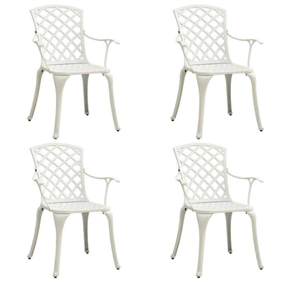 vidaXL 5 Piece Bistro Set Cast Aluminium White 3