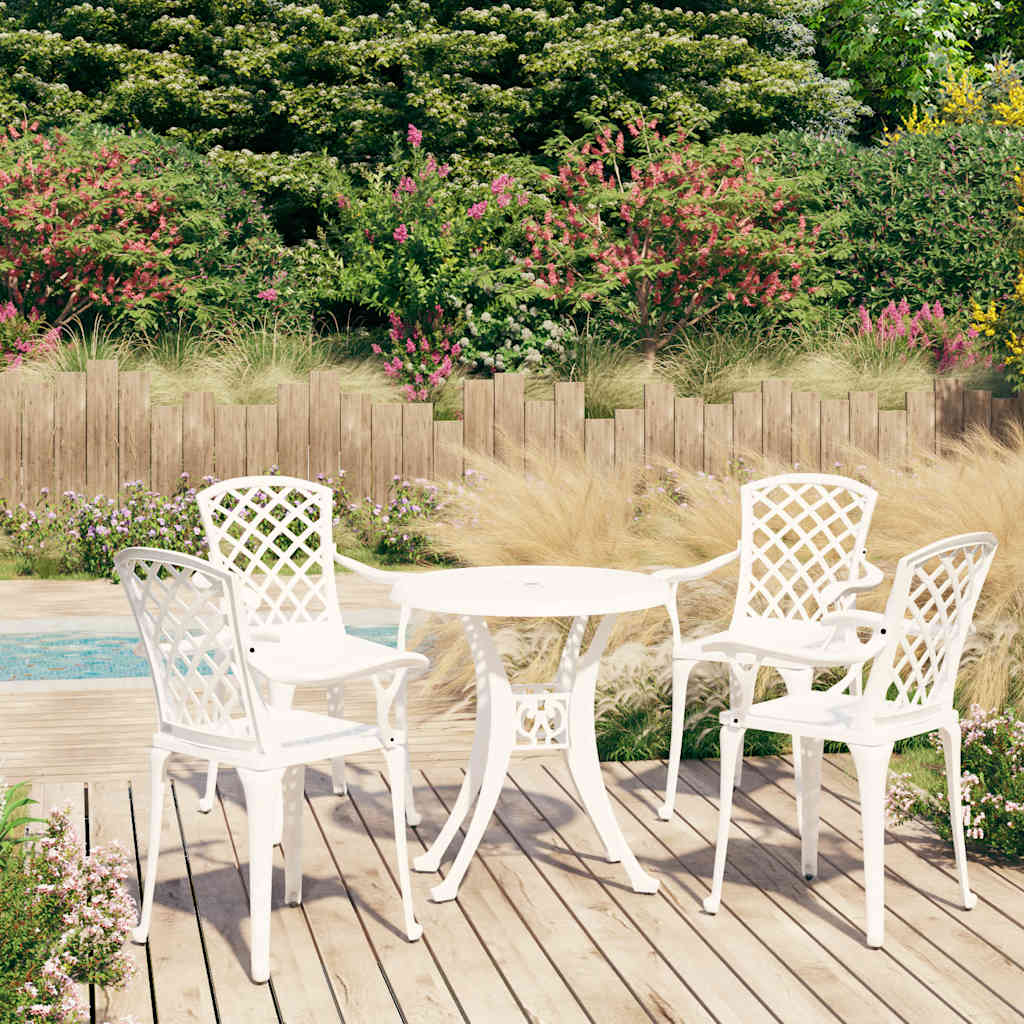 vidaXL 5 Piece Bistro Set Cast Aluminium White 1