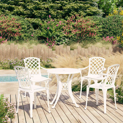 vidaXL 5 Piece Bistro Set Cast Aluminium White 1