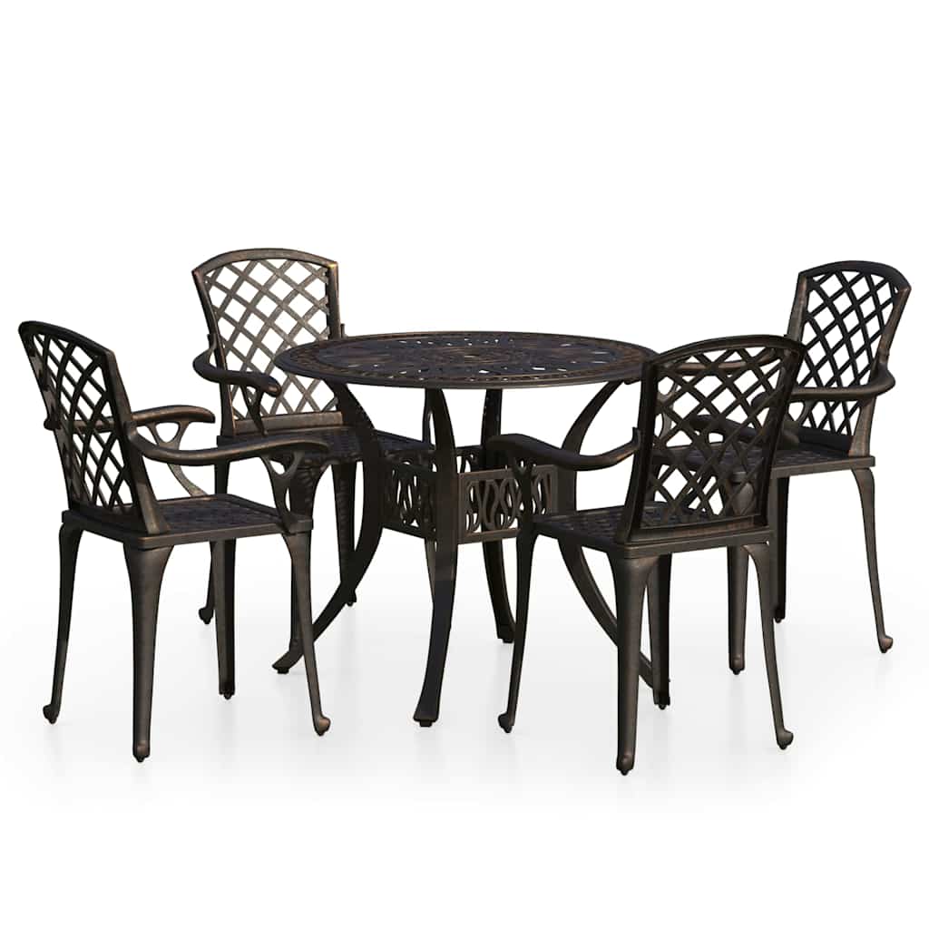 vidaXL 5 Piece Bistro Set Cast Aluminium Bronze 2