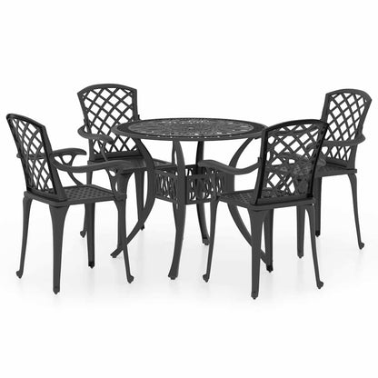 vidaXL 5 Piece Bistro Set Cast Aluminium Black 2