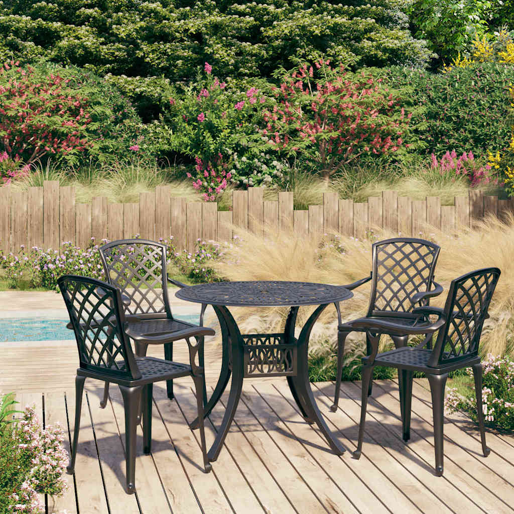 vidaXL 5 Piece Bistro Set Cast Aluminium Black 1