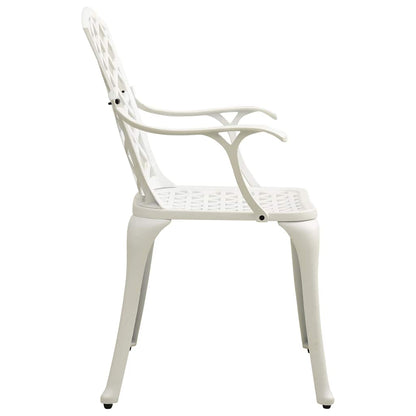 vidaXL 5 Piece Bistro Set Cast Aluminium White 6