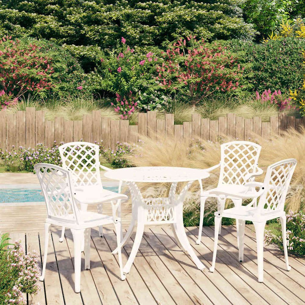 vidaXL 5 Piece Bistro Set Cast Aluminium White