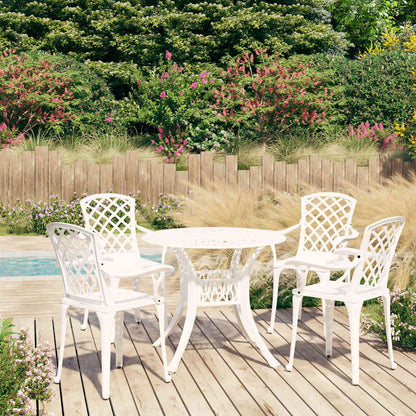 vidaXL 5 Piece Bistro Set Cast Aluminium White 1