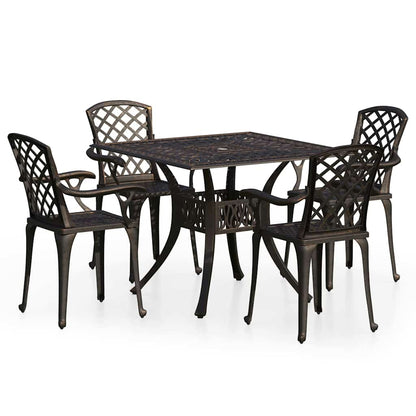 vidaXL 5 Piece Bistro Set Cast Aluminium Bronze 2