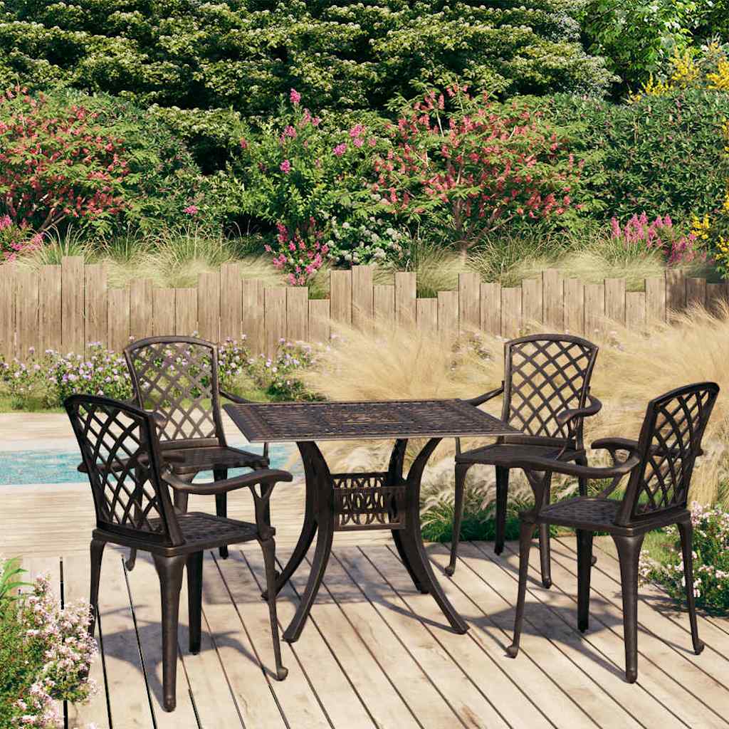 vidaXL 5 Piece Bistro Set Cast Aluminium Bronze 1
