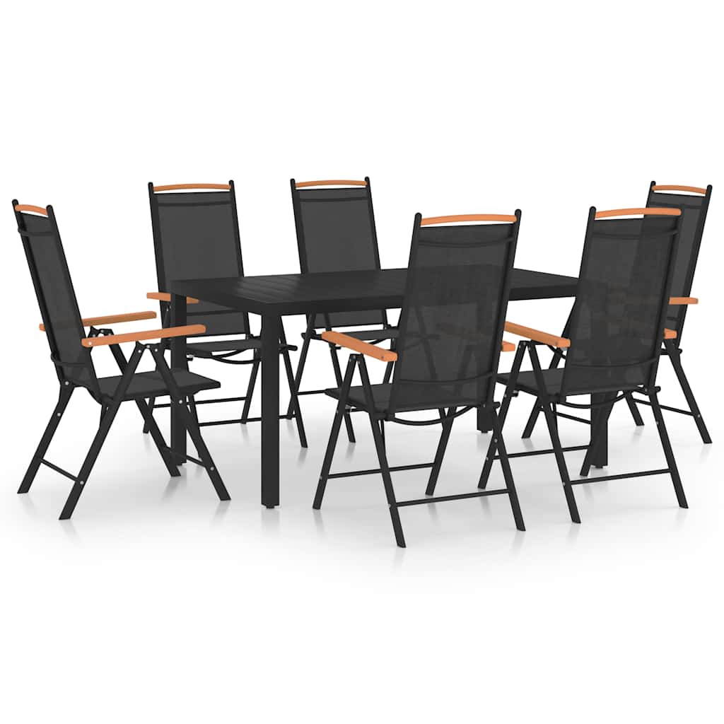 vidaXL 7 Piece Garden Dining Set Aluminium Black 1