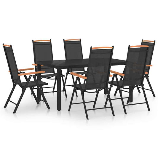 vidaXL 7 Piece Garden Dining Set Aluminium Black 1