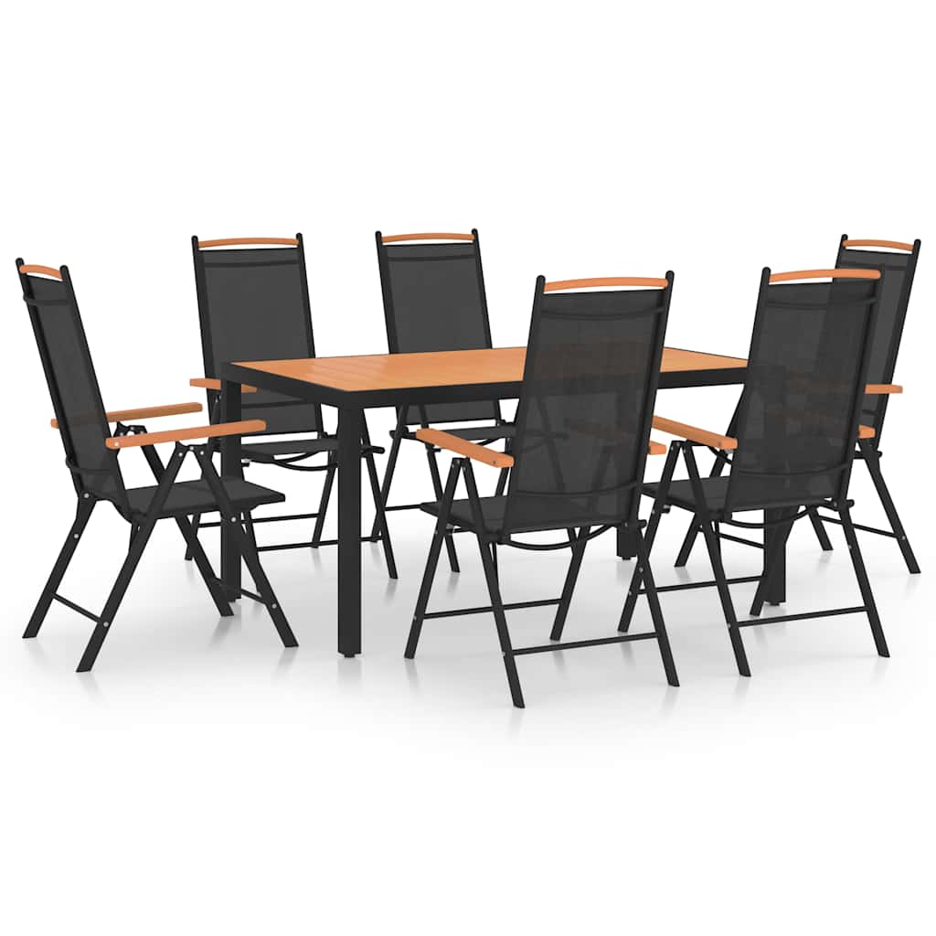 vidaXL 7 Piece Garden Dining Set Aluminium Black 1