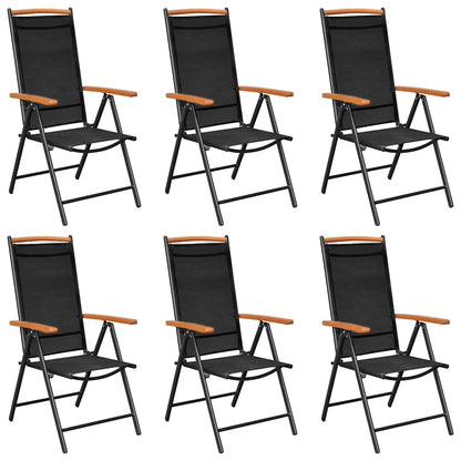 vidaXL 7 Piece Garden Dining Set Aluminium Black 2