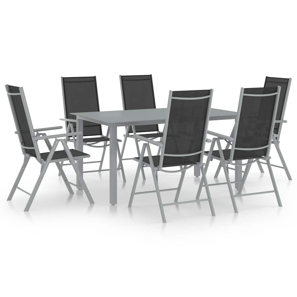 7 Piece Garden Dining Set Aluminium Silver