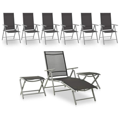 9 Piece Garden Lounge Set Black Silver