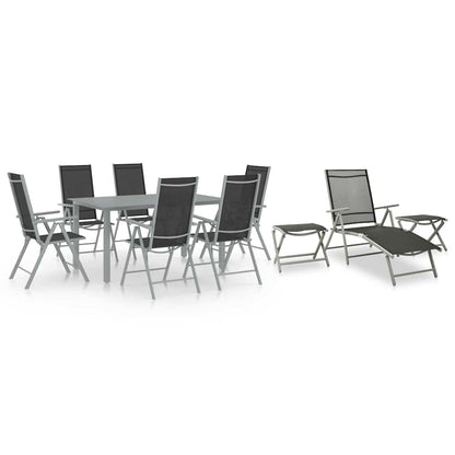 vidaXL 10 Piece Garden Dining Set Black and Silver 1