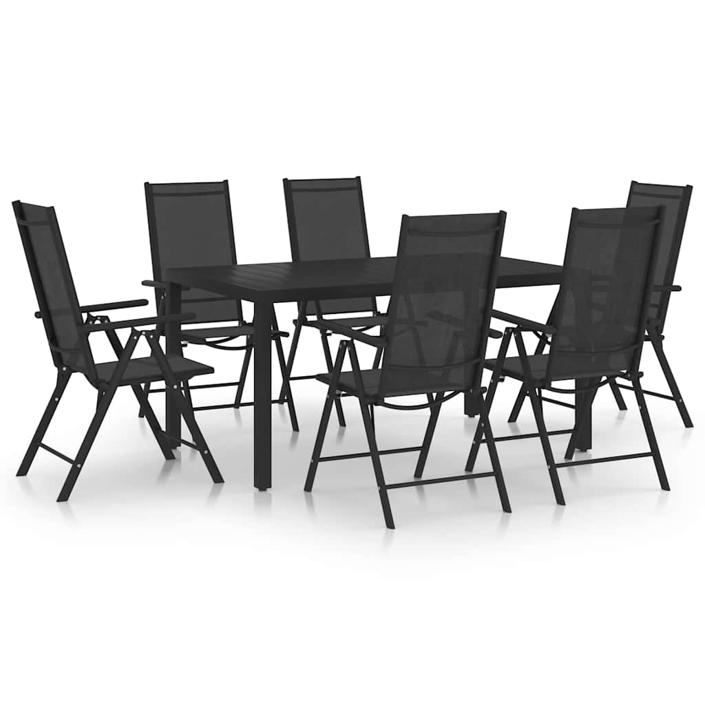 vidaXL 7 Piece Garden Dining Set Aluminium Black 1
