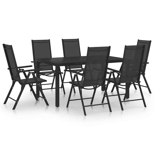 vidaXL 7 Piece Garden Dining Set Aluminium Black 1