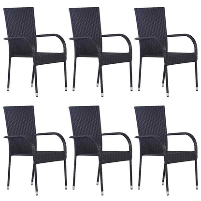 vidaXL 7 Piece Garden Dining Set Poly Rattan Black 3