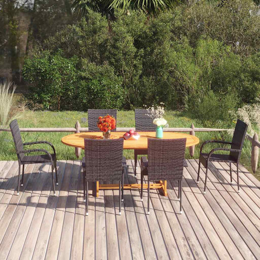 vidaXL 7 Piece Garden Dining Set Poly Rattan Black 1