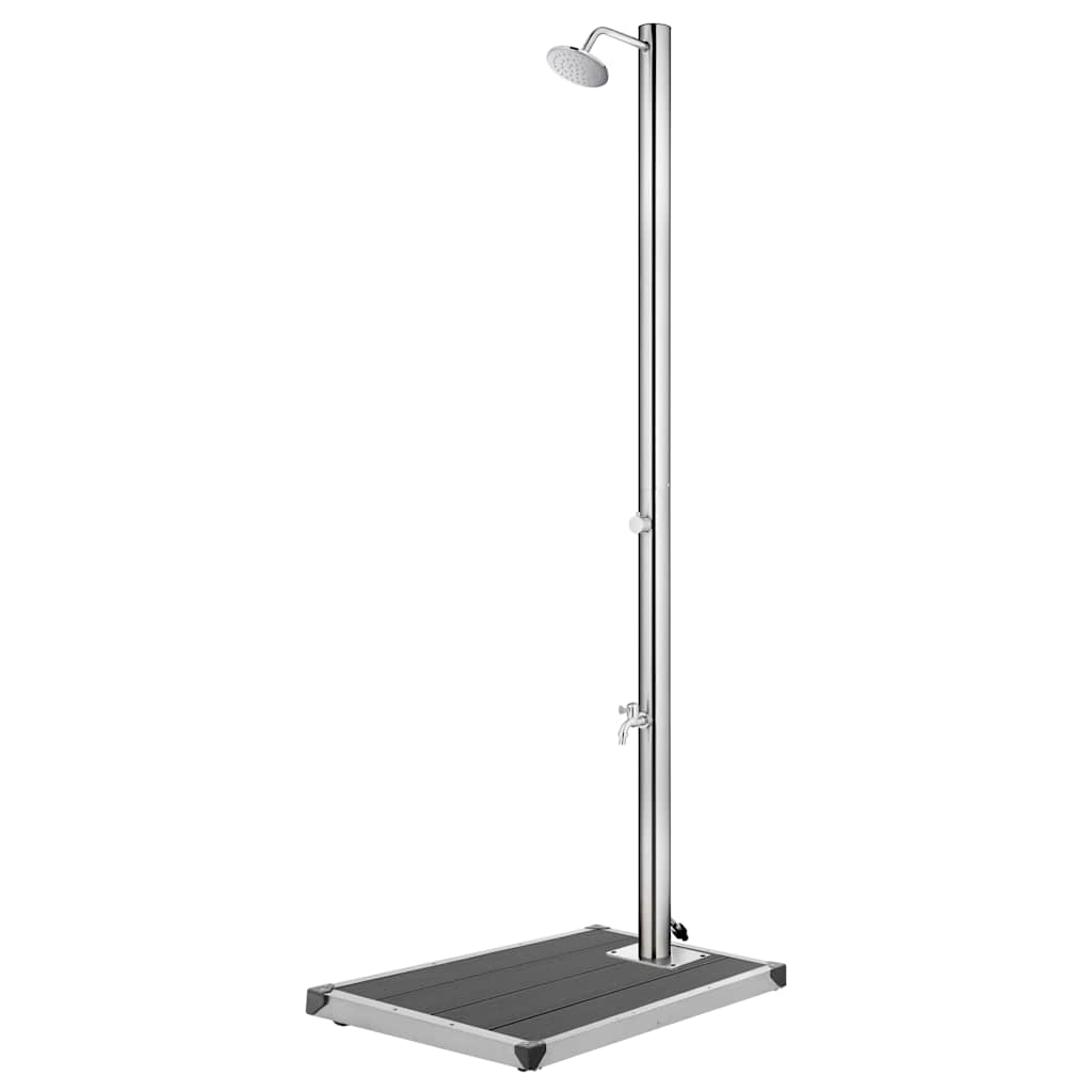 vidaXL Garden Shower | Grey, Silver | Stainless Steel, WPC | Extra Tall 1