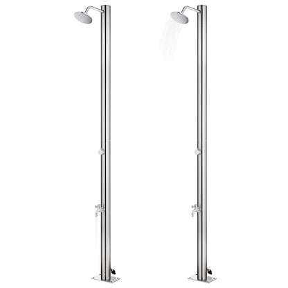 vidaXL Garden Shower | Grey, Silver | Stainless Steel, WPC | Extra Tall 2