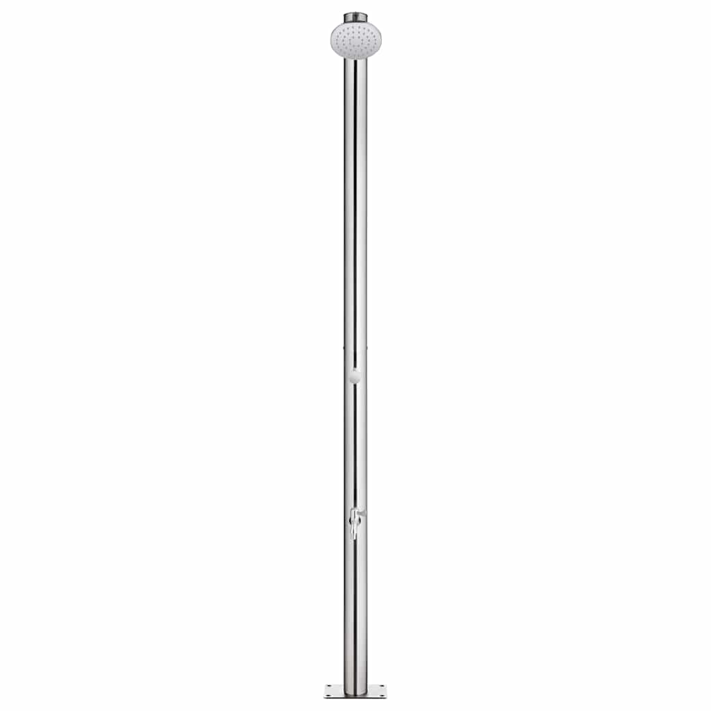 vidaXL Garden Shower | Grey, Silver | Stainless Steel, WPC | Extra Tall 3