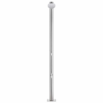 vidaXL Garden Shower | Grey, Silver | Stainless Steel, WPC | Extra Tall 3