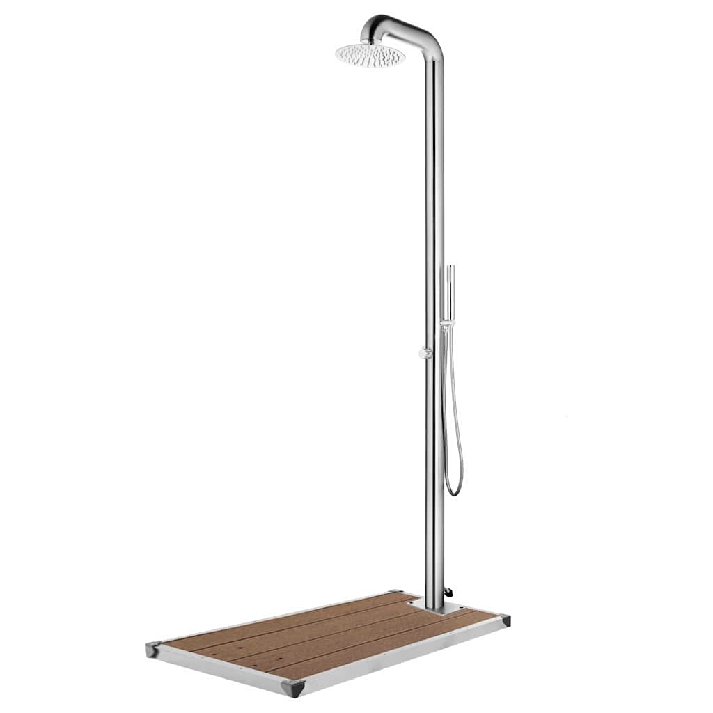 vidaXL Garden Shower with Brown Base 230 cm Stainless Steel 1