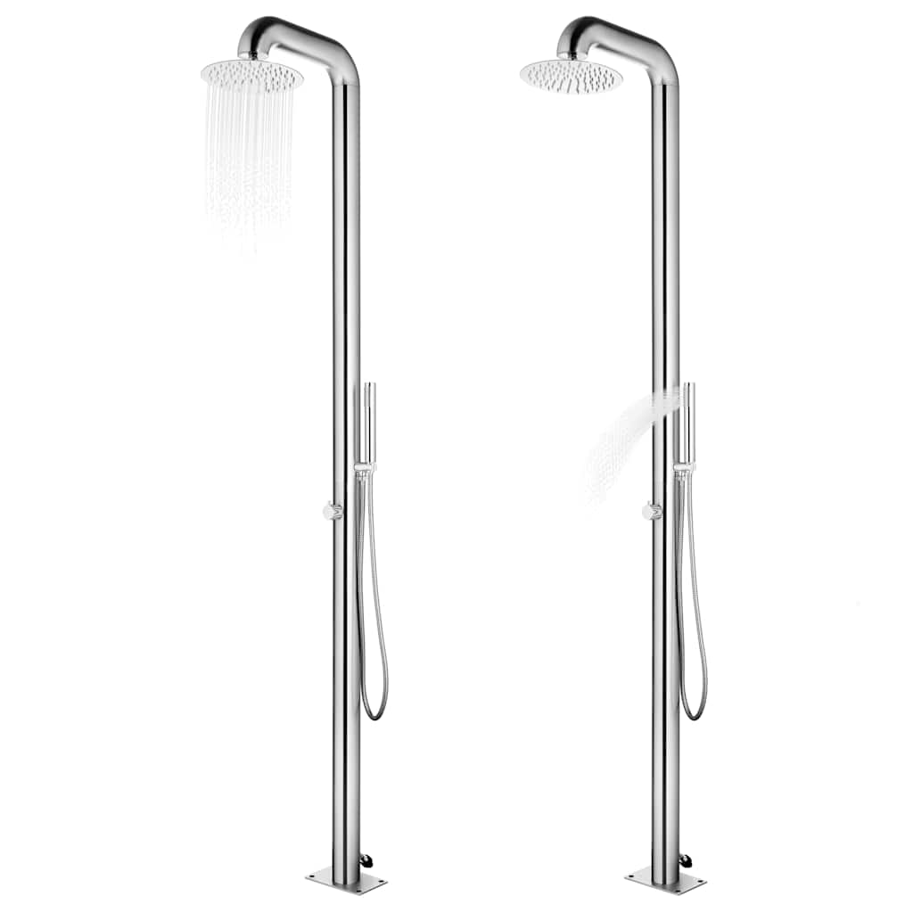 vidaXL Garden Shower with Brown Base 230 cm Stainless Steel 2