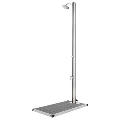 vidaXL Garden Shower | Grey | Stainless steel, WPC | Large | Durable 1