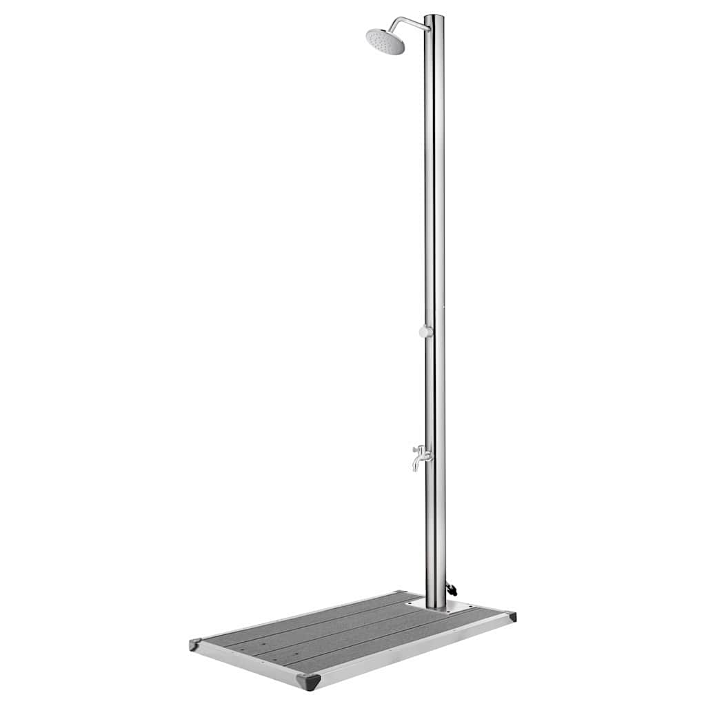Garden Shower with Base 220 cm Stainless Steel Grey 110 x 62 x 5 cm