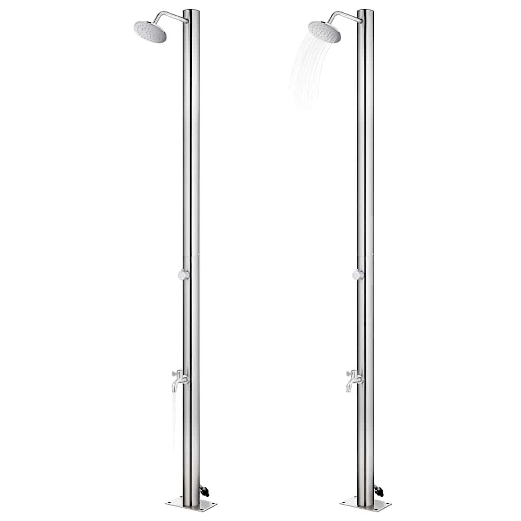 vidaXL Garden Shower | Grey | Stainless steel, WPC | Large | Durable 2