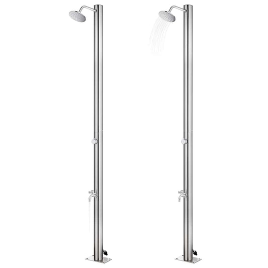 vidaXL Garden Shower | Grey | Stainless steel, WPC | Large | Durable 2