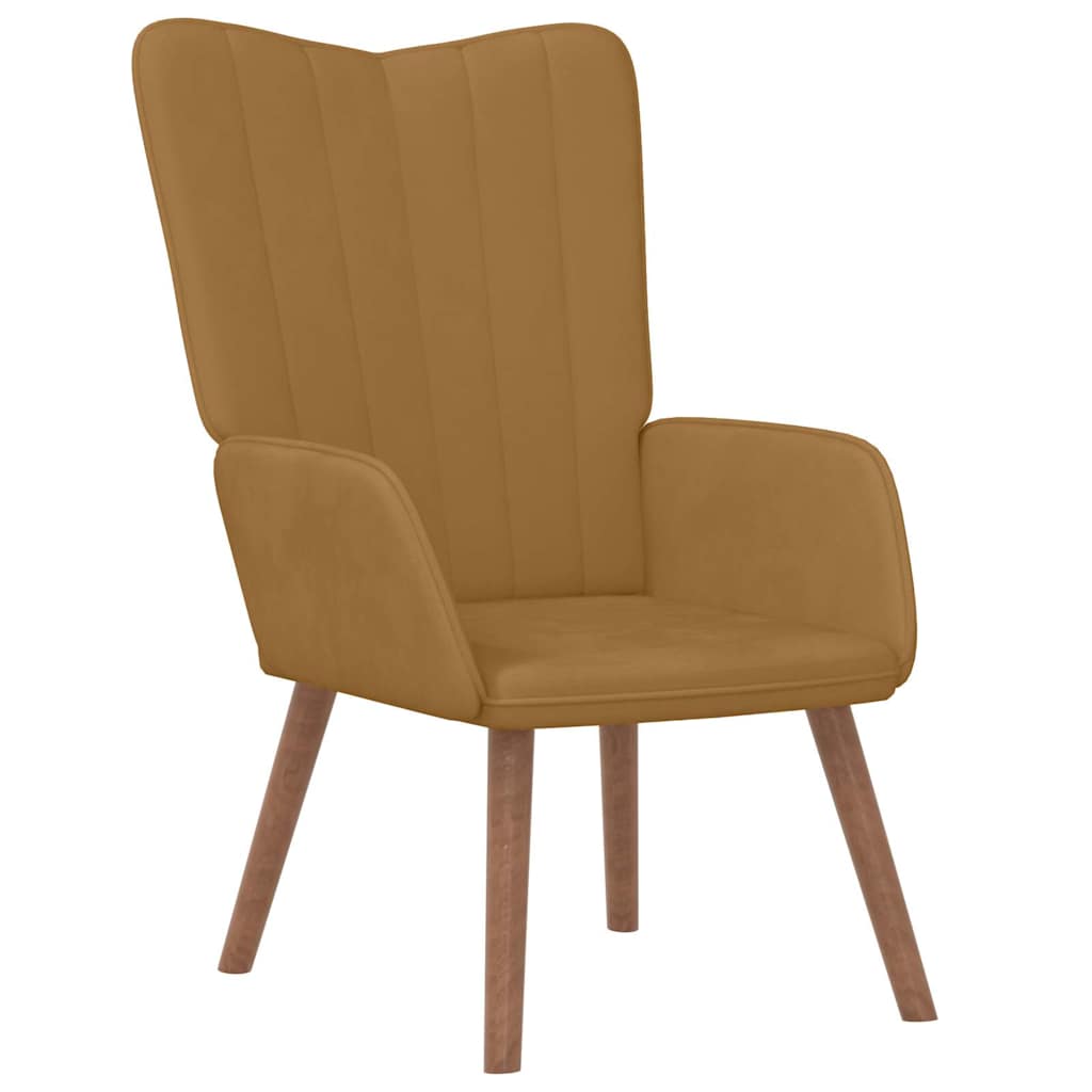 Relaxing Chair with a Stool Velvet Кафяв Without footrest