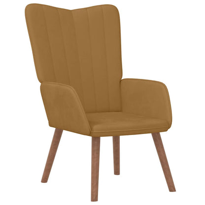 Relaxing Chair with a Stool Velvet Кафяв Without footrest