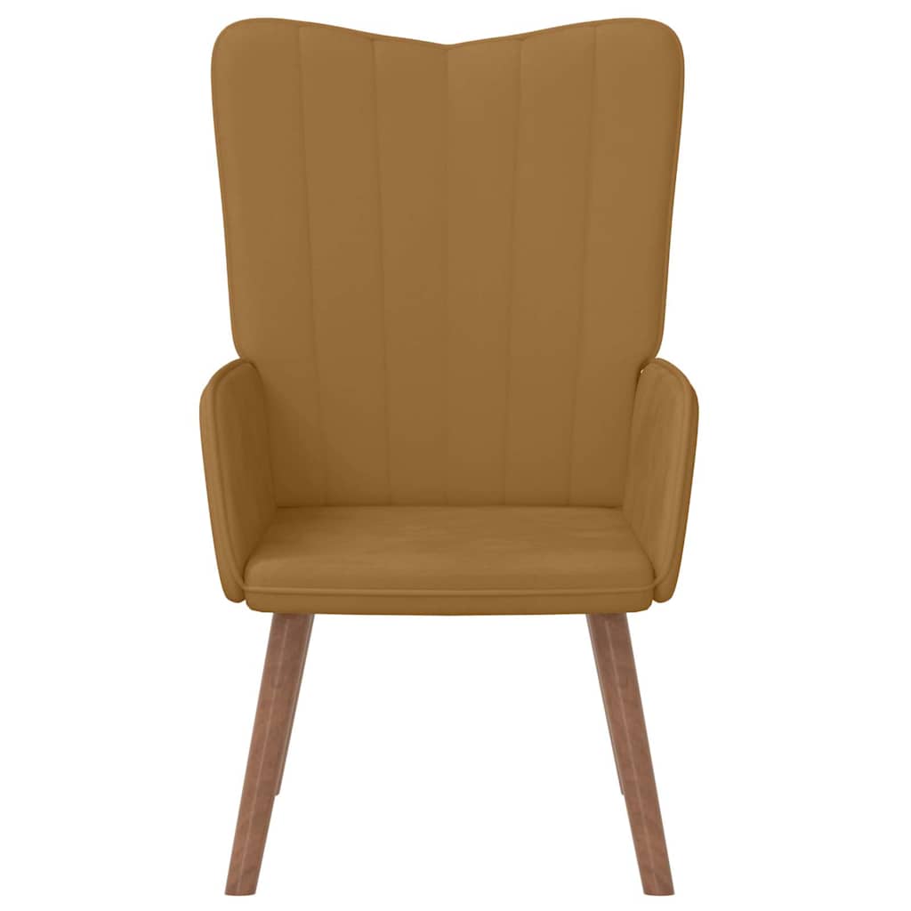 Relaxing Chair with a Stool Velvet Кафяв Without footrest