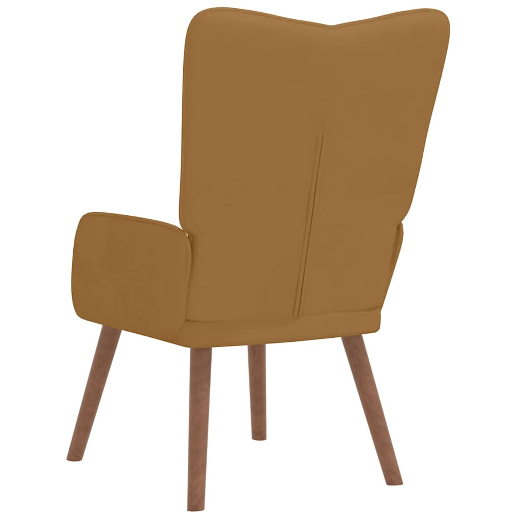 Relaxing Chair with a Stool Velvet Кафяв Without footrest