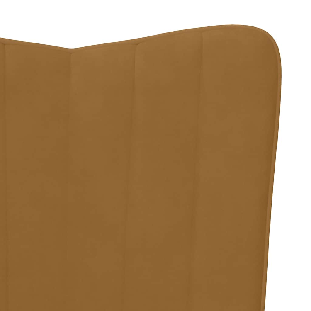 Relaxing Chair with a Stool Velvet Кафяв Without footrest