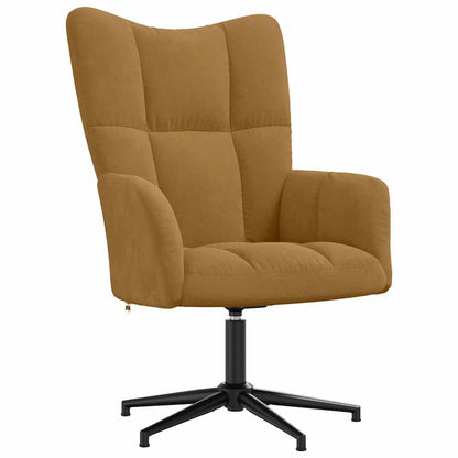 Relaxing Chair with a Stool Velvet Brown without footrest