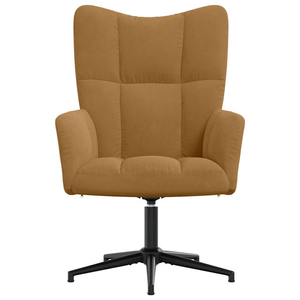 Relaxing Chair with a Stool Velvet Brown without footrest