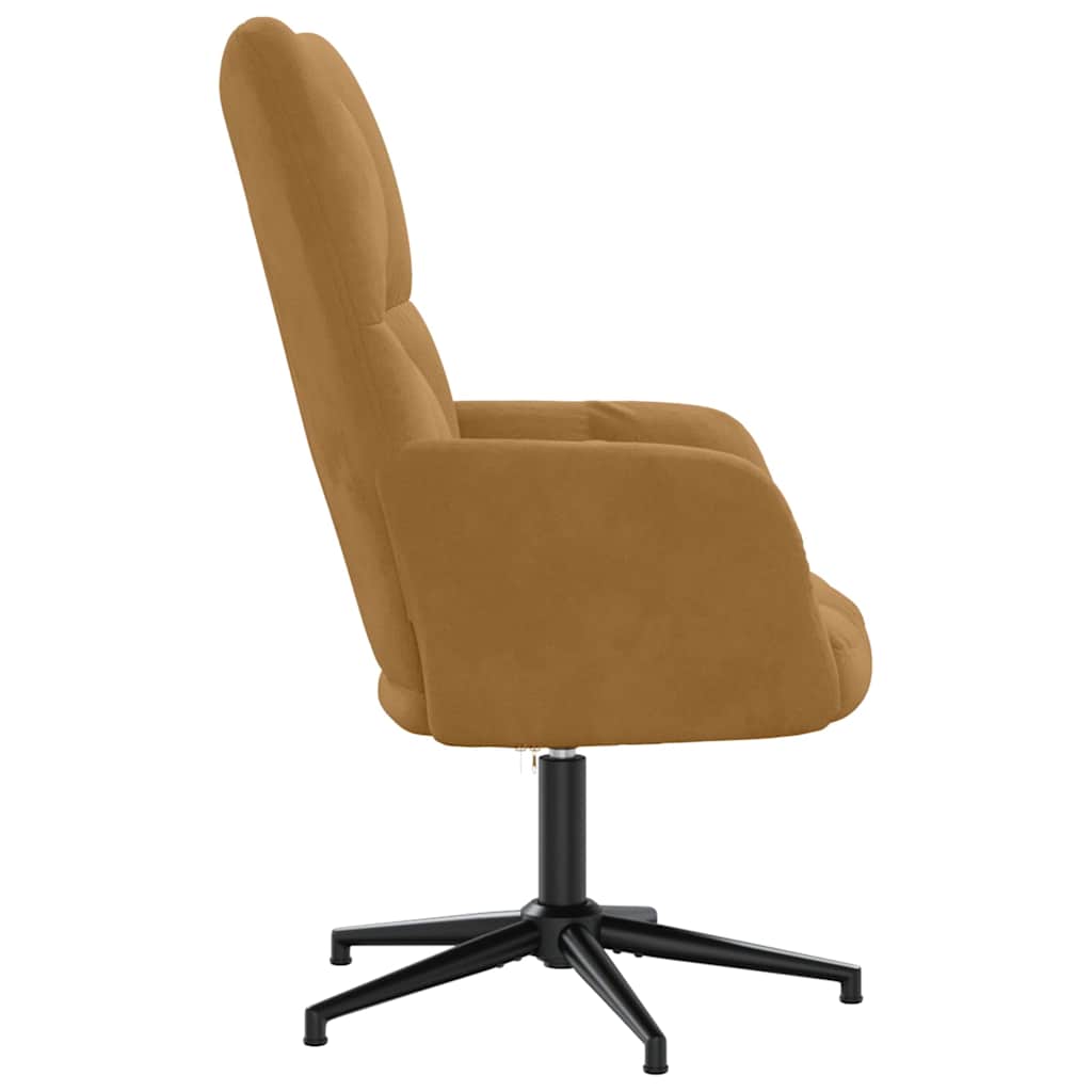 Relaxing Chair with a Stool Velvet Brown without footrest